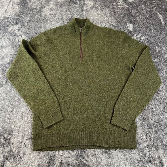 Ralph Lauren Purple Label Slim-Fit Suede-Trimmed Cashmere 1/2 Zip Sweater L NWOT - Picture 1 of 12